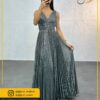پیراهن مجلسی زنانه بلند ماکسی شب حریر پلیسه